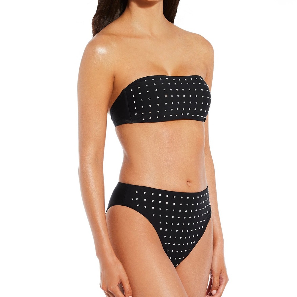 Gianni Bini Black Studded Bandeau Bikini Set